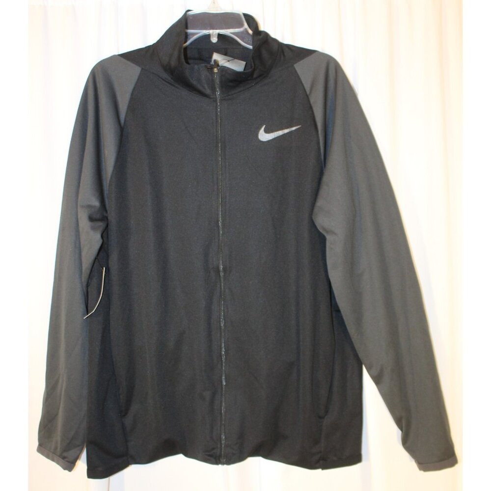 NWT Men's NIKE Epic Knit Training Jacket LARGE Black Gray Full-Zip Pockets NEW